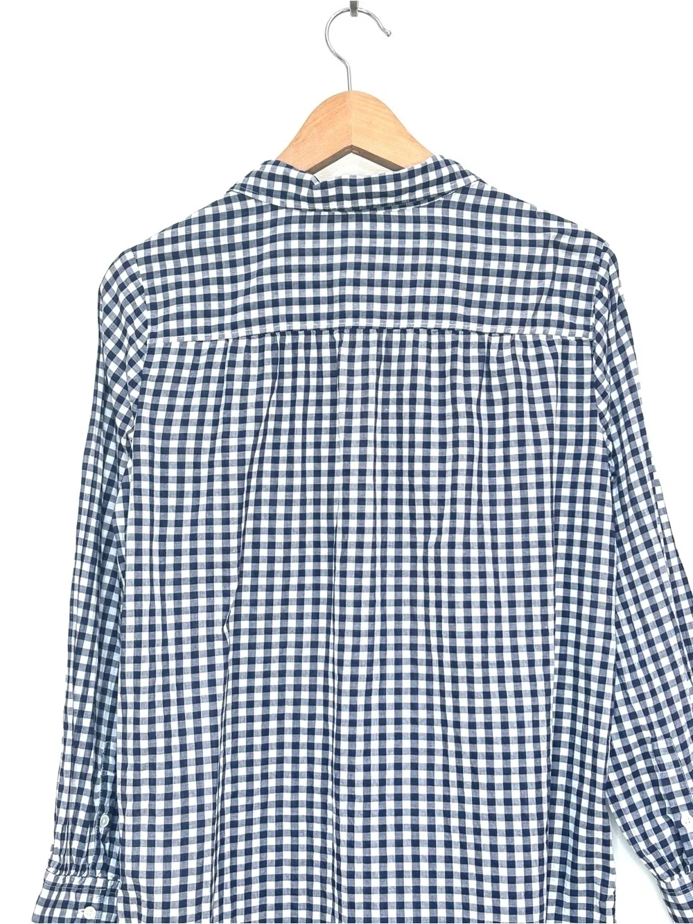 J. Crew Cotton Voile Tunic Swim Coverup in Gingham Size XS Beach Navy White